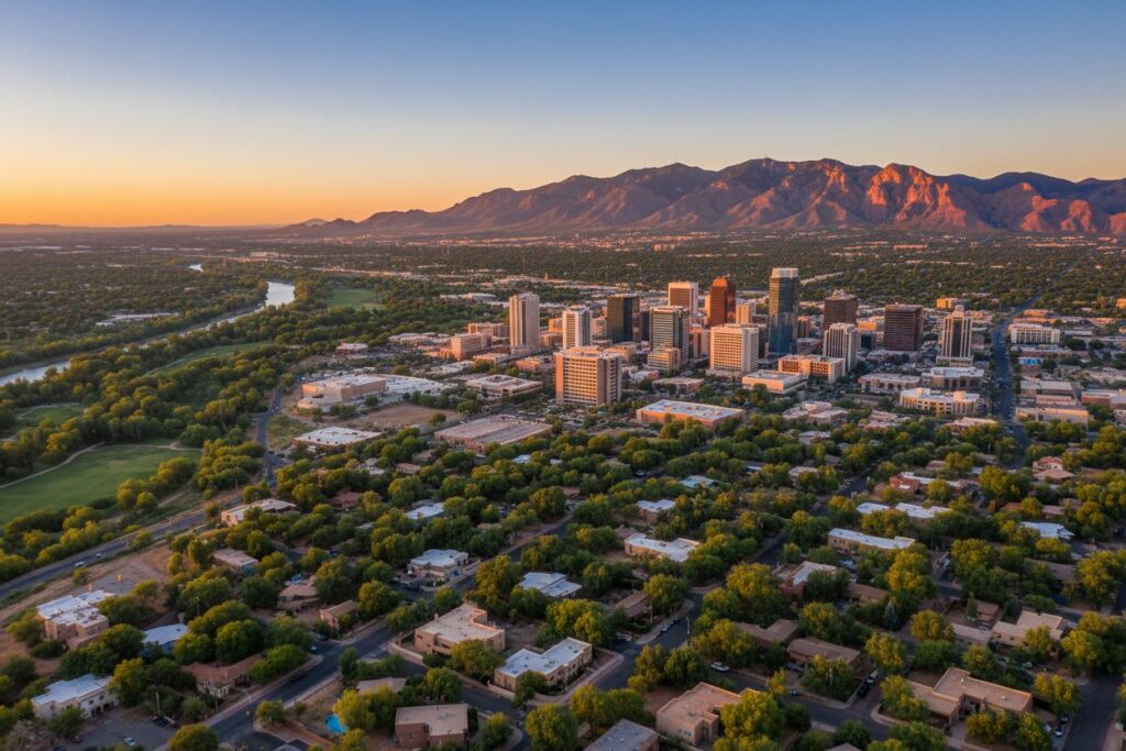 Albuquerque New Mexico skyline and local area