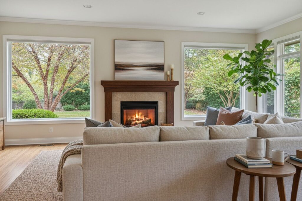 Cozy gas fireplace in Apple Valley home