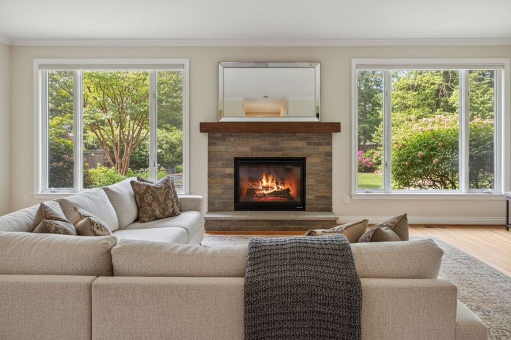 Cozy gas fireplace in Augusta home