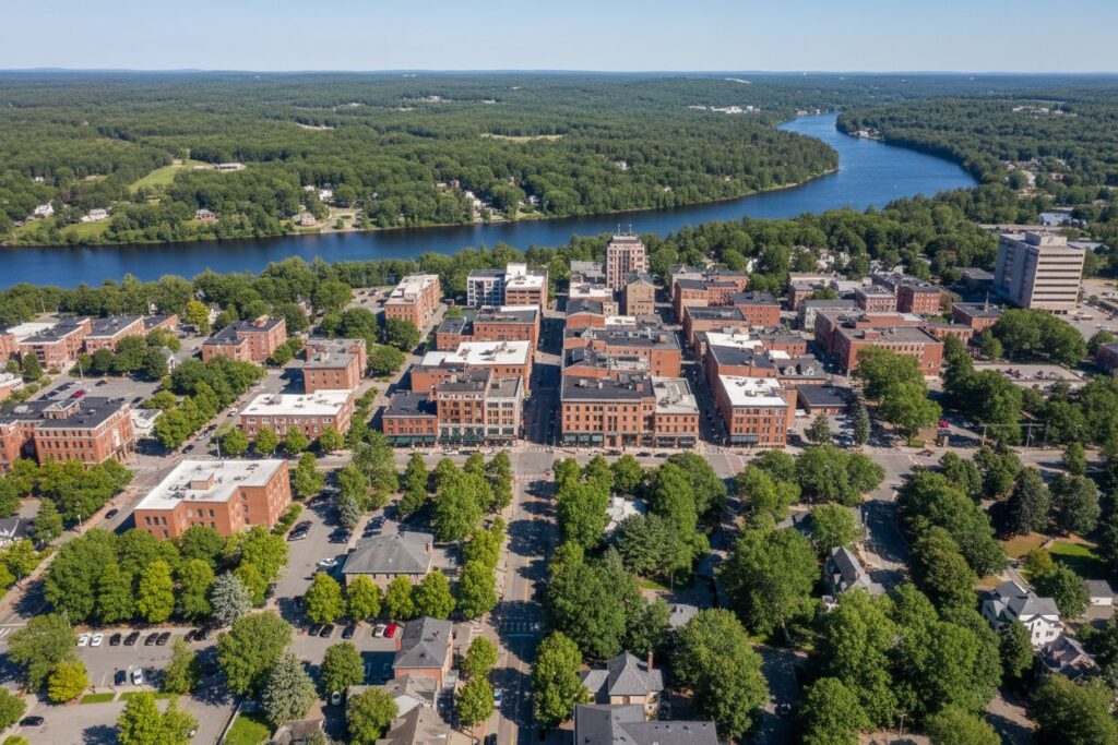 Bangor Massachusetts skyline and local area