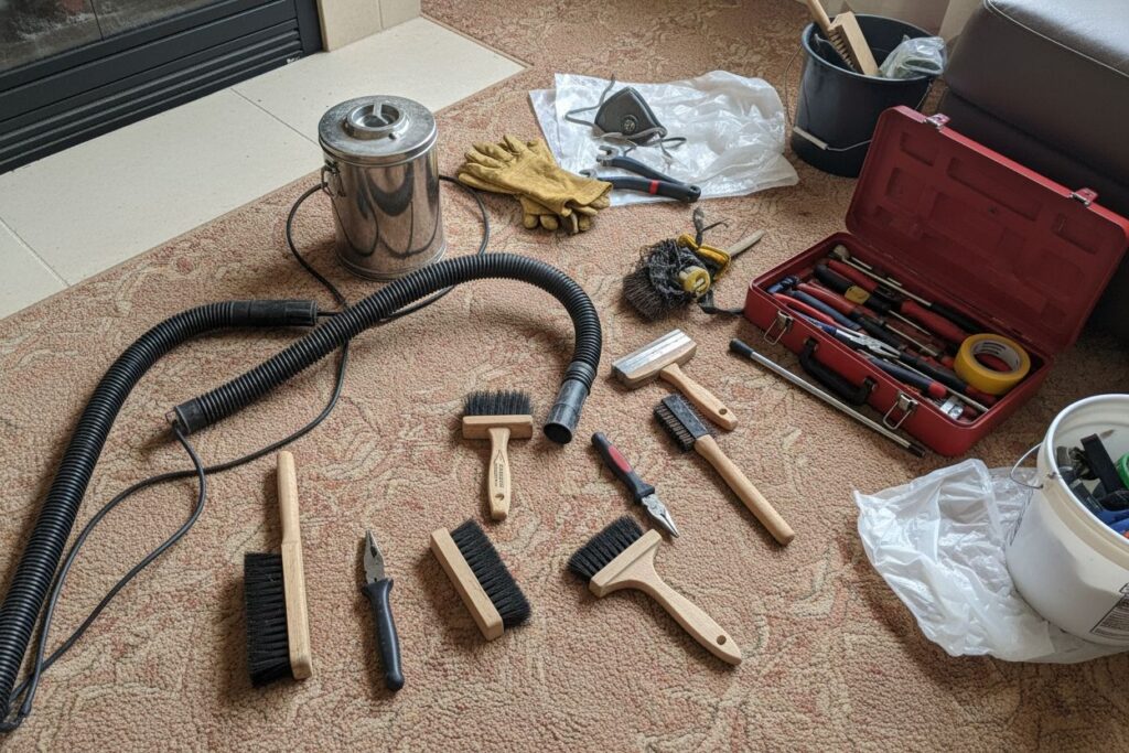 Expert fireplace technician servicing gas fireplace in Battle Ground
