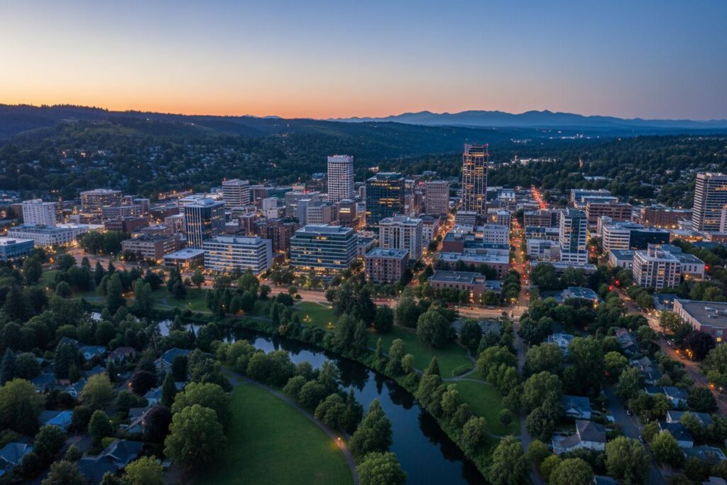 Beaverton Oregon skyline and local area