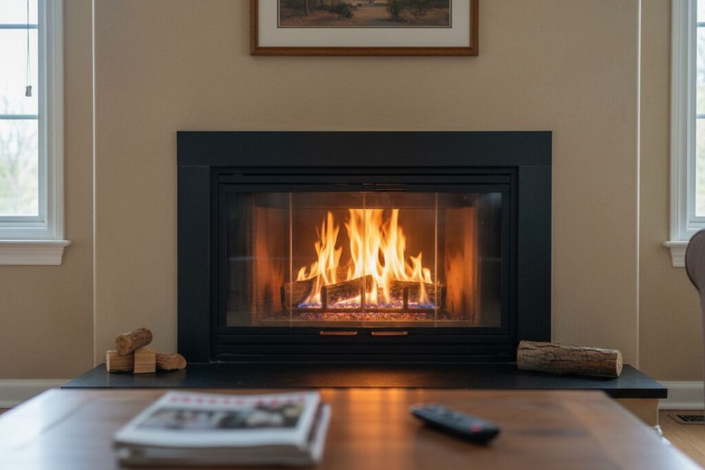 Modern gas fireplace installation Bellevue Bellevue County