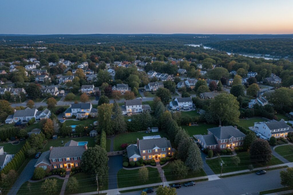 Brookline Massachusetts skyline and local area