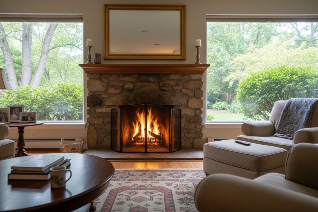 Comfortable fireplace view in Buffalo Grove living room