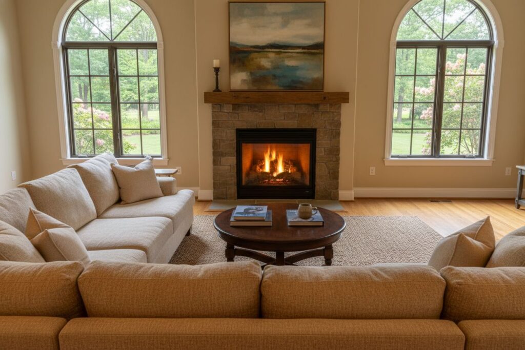 Cozy gas fireplace in Burr Ridge home