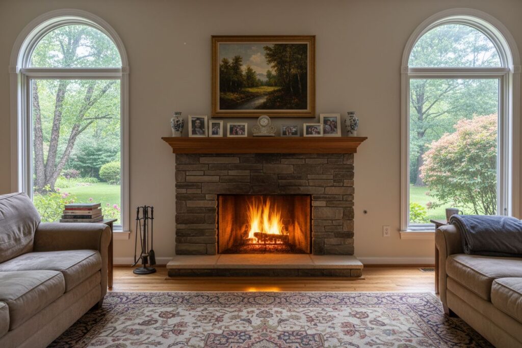 Comfortable fireplace view in Burr Ridge living room