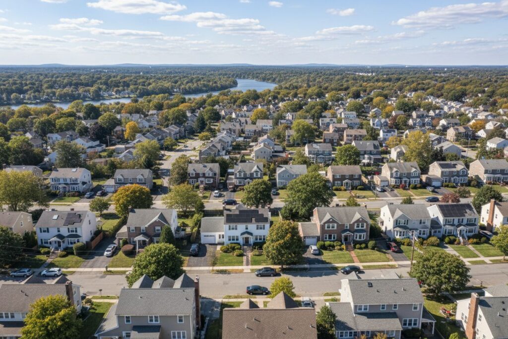 Cambridge Massachusetts skyline and local area