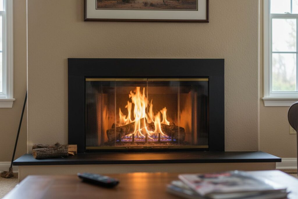 Modern gas fireplace installation Central Cleveland Central Cleveland County