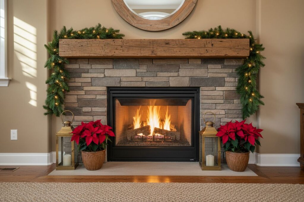 Gas fireplace with decor in Cincinnati residence