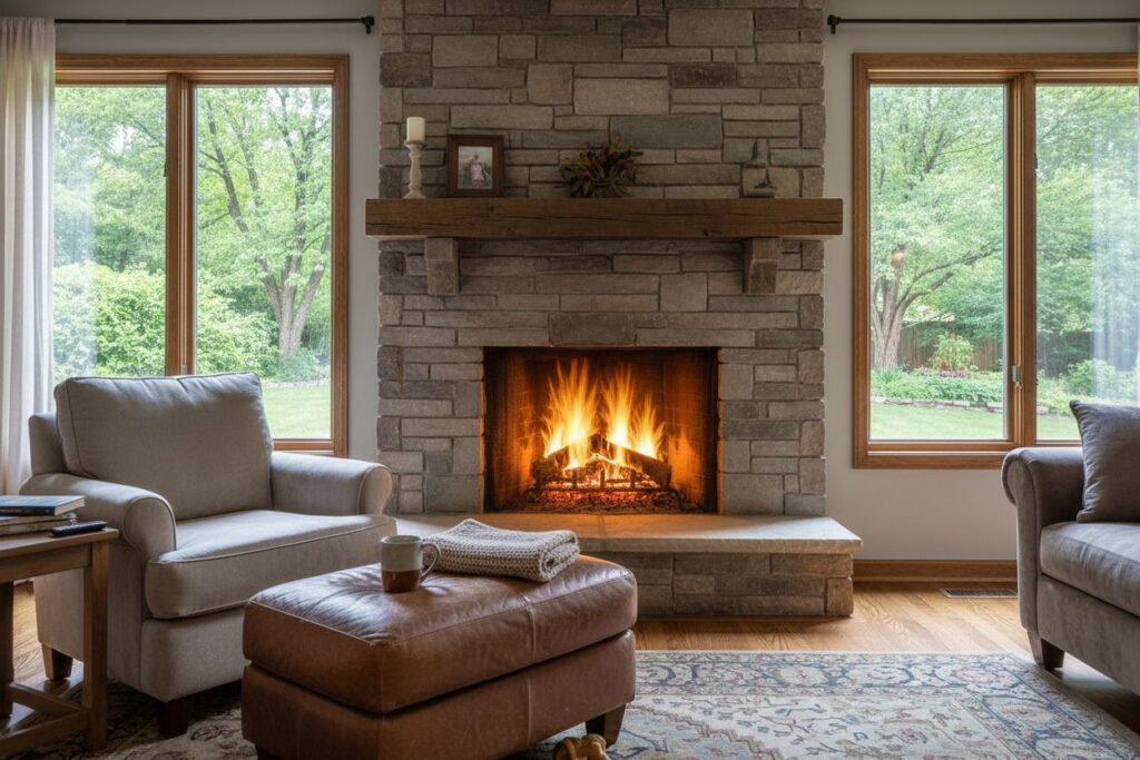 Comfortable fireplace view in Cincinnati living room
