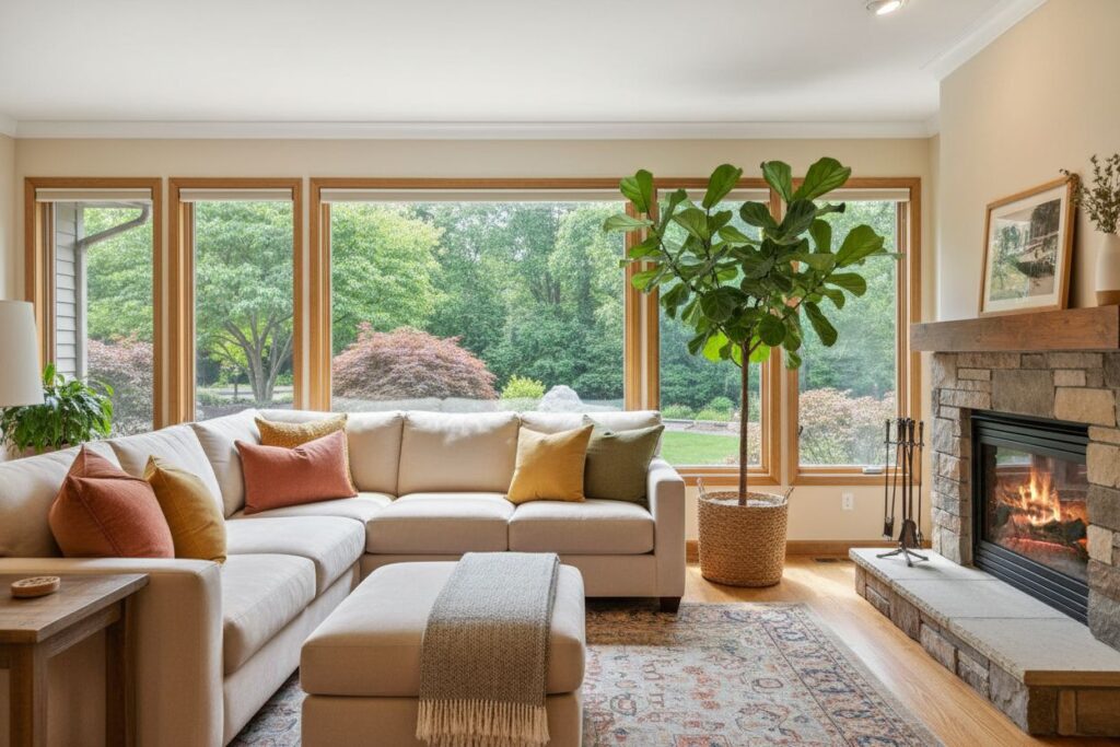 Cozy gas fireplace in Columbus home