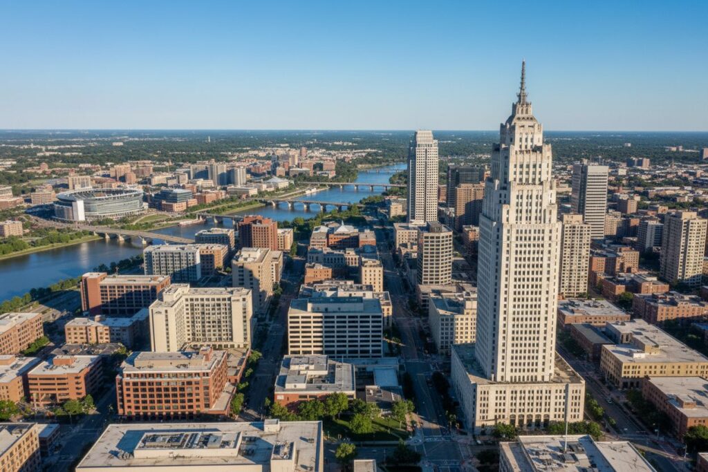 Columbus Ohio skyline and local area