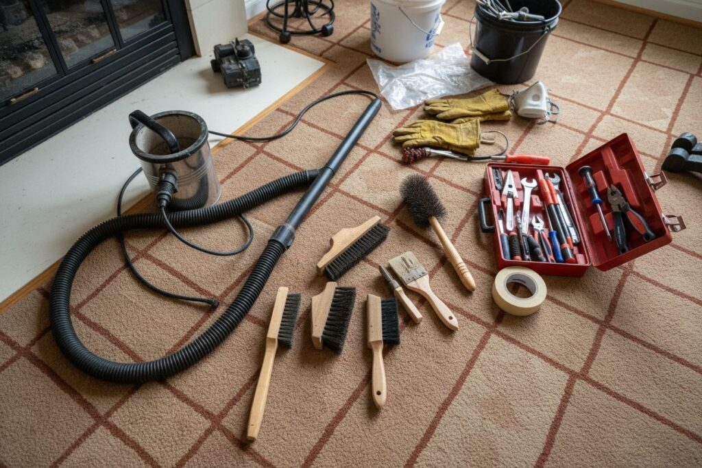 Expert fireplace technician servicing gas fireplace in Coos Bay