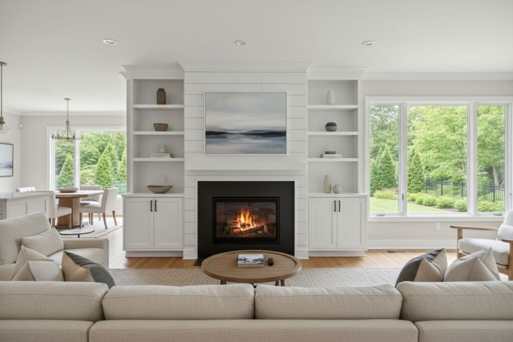 Modern gas fireplace installation Cumming Cumming County