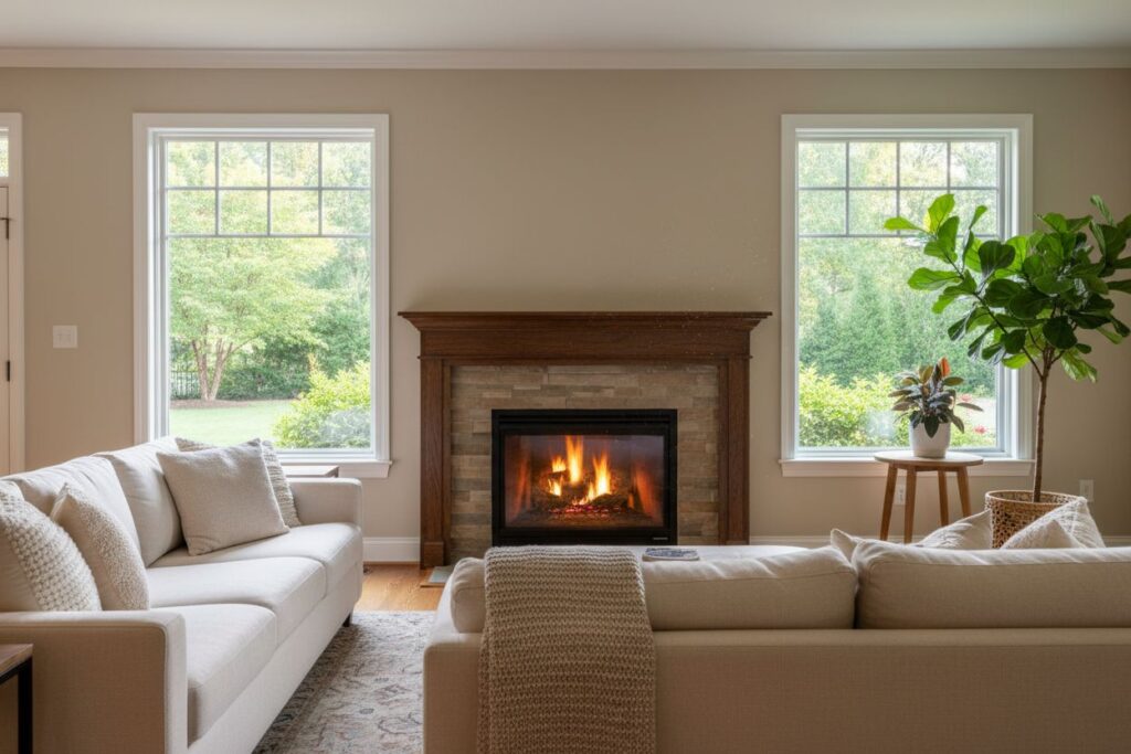 Cozy gas fireplace in Detroit home