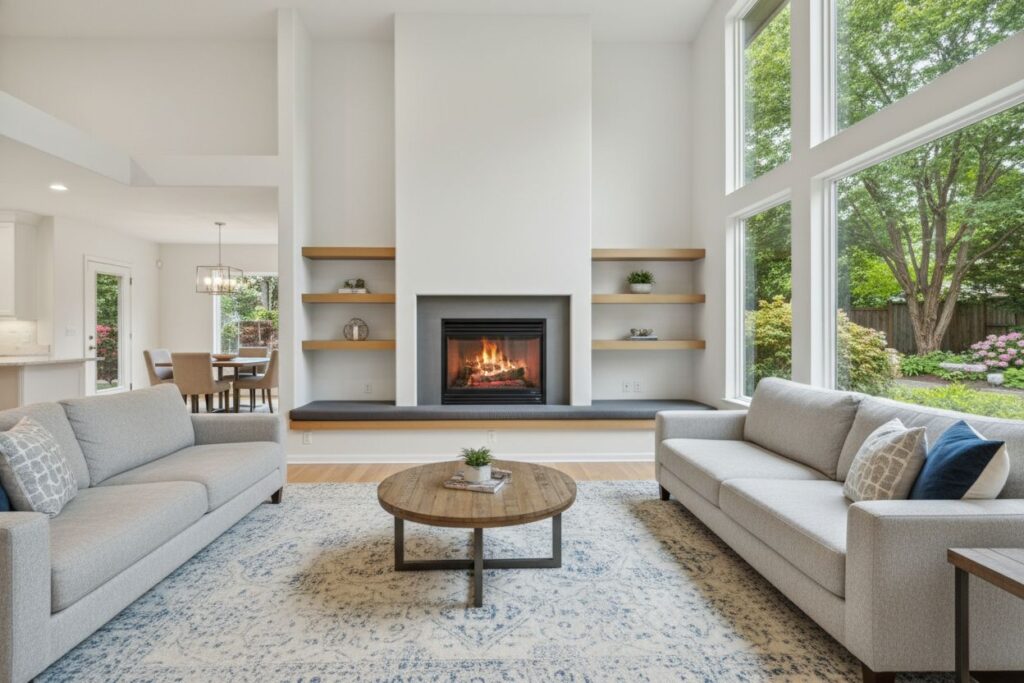 Modern gas fireplace installation Detroit Detroit County