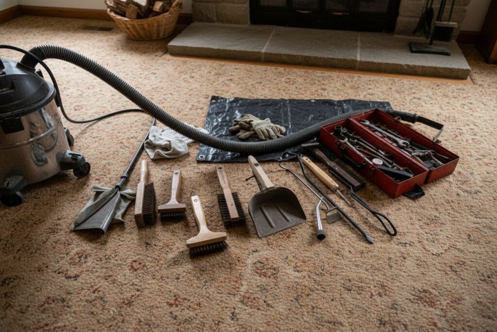 Expert fireplace technician servicing gas fireplace in Dublin