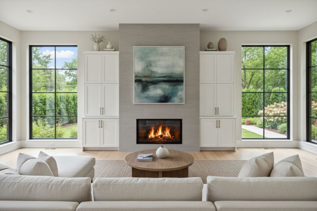 Modern gas fireplace installation Edina Edina County
