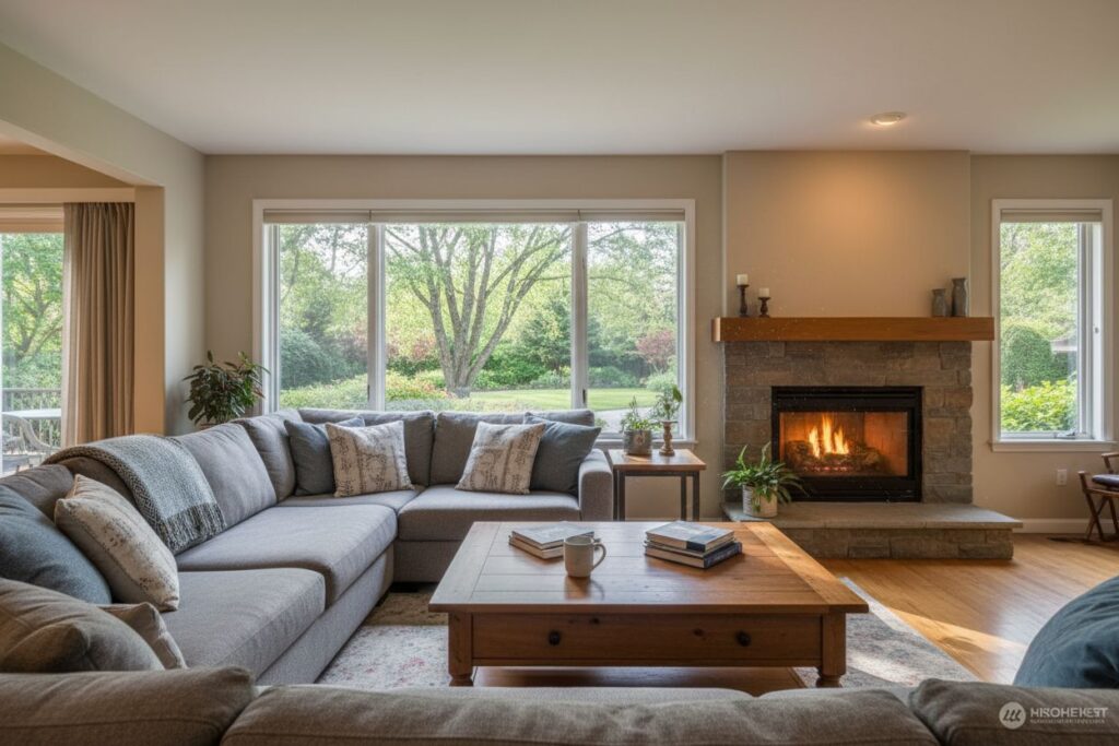 Cozy gas fireplace in Framingham home