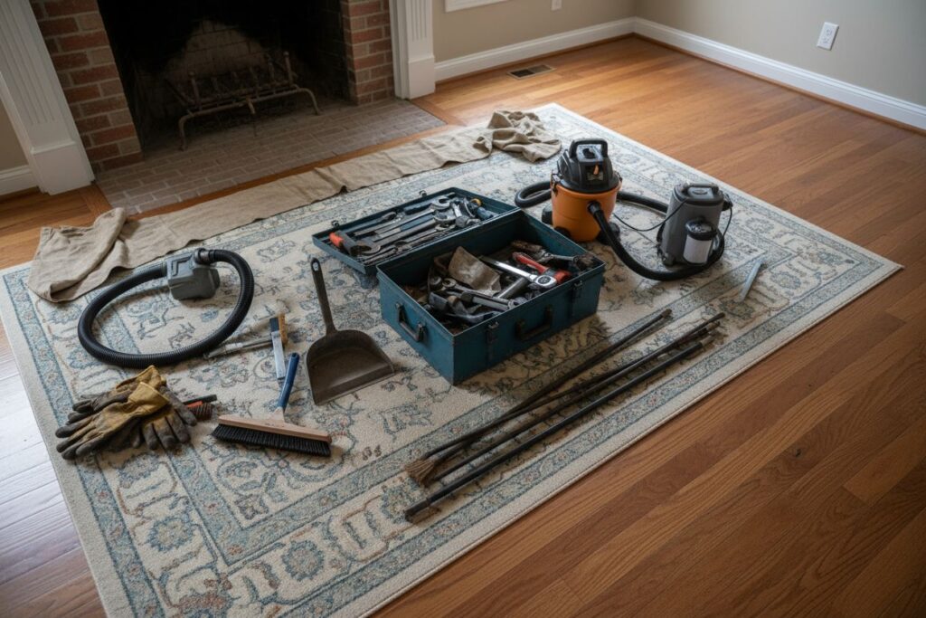 Expert fireplace technician servicing gas fireplace in Francisco