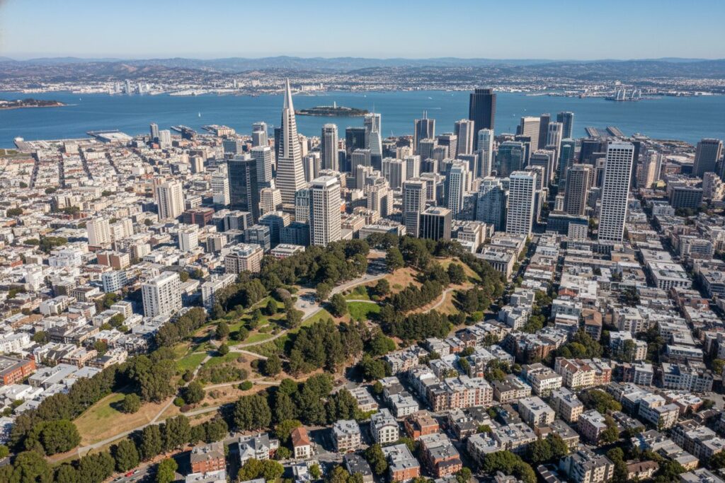 Francisco California skyline and local area