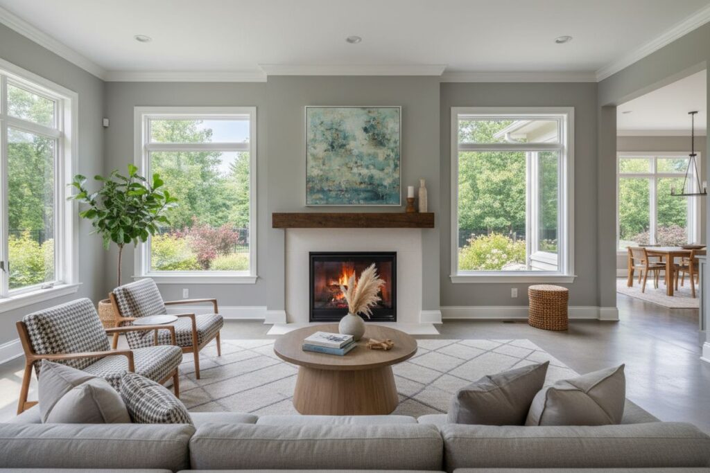 Modern gas fireplace installation Hingham Hingham County