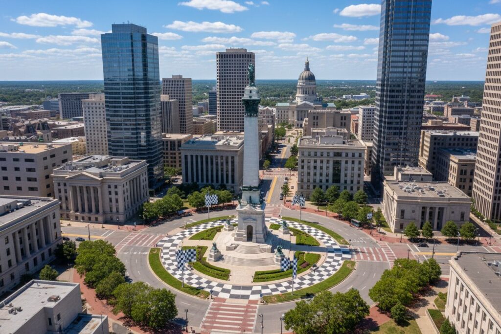 Indianapolis Indiana skyline and local area
