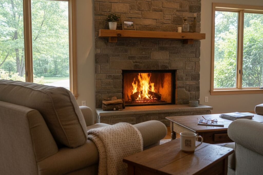 Comfortable fireplace view in Indianapolis living room