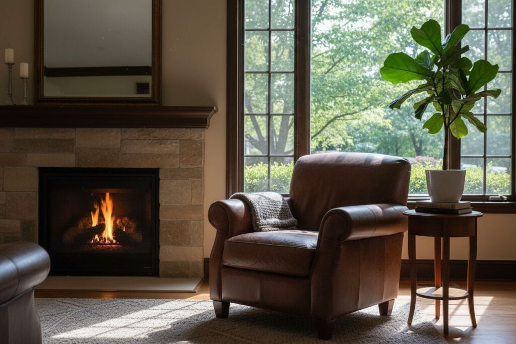 Cozy gas fireplace in Jacksonville home