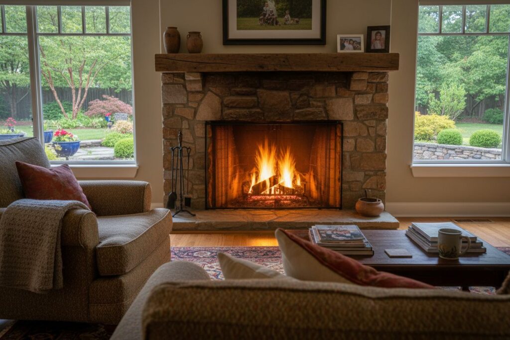 Comfortable fireplace view in Jacksonville living room