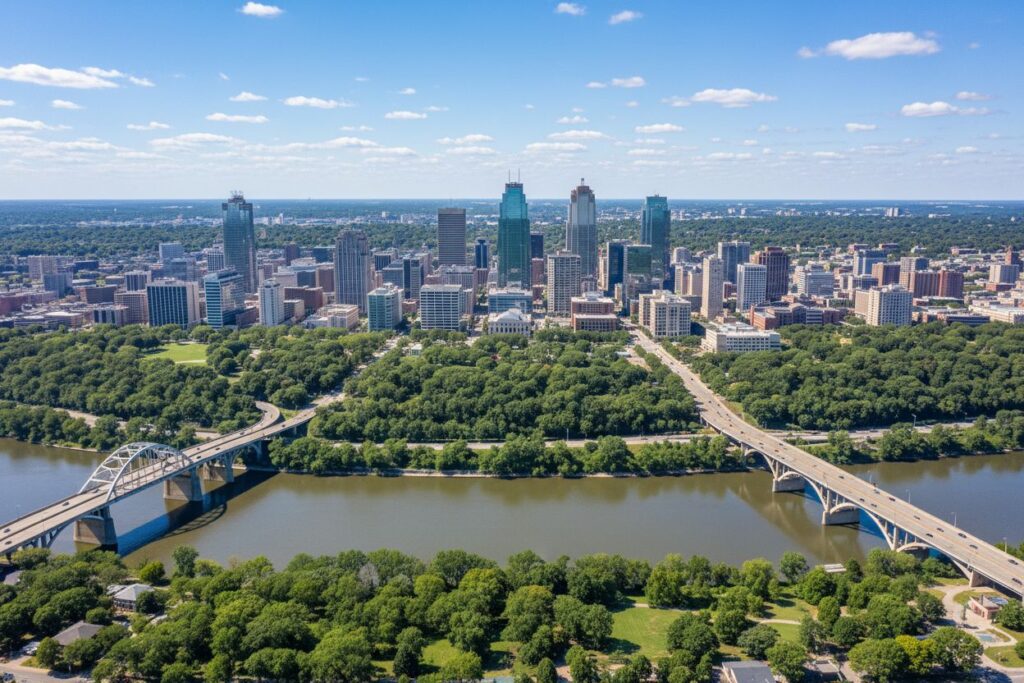 Kansas City Kansas skyline and local area