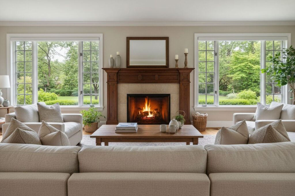 Cozy gas fireplace in Kansas City home
