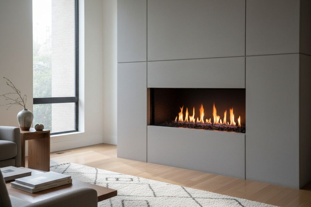 Gas fireplace with decor in Lake Elmo residence