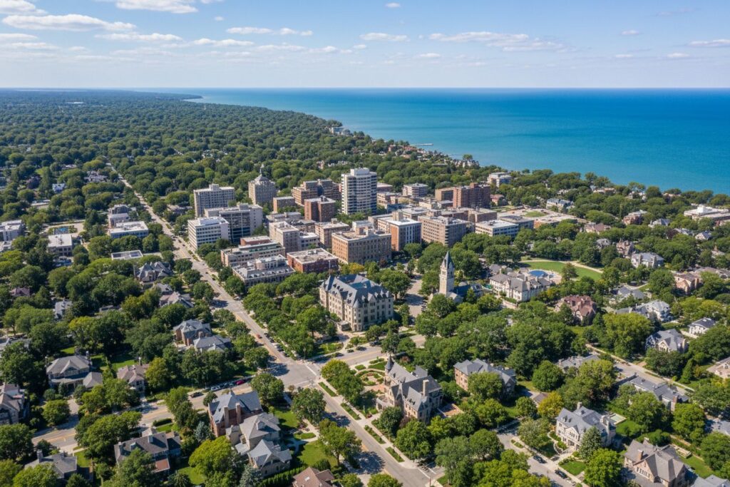 Lake Forest Illinois skyline and local area