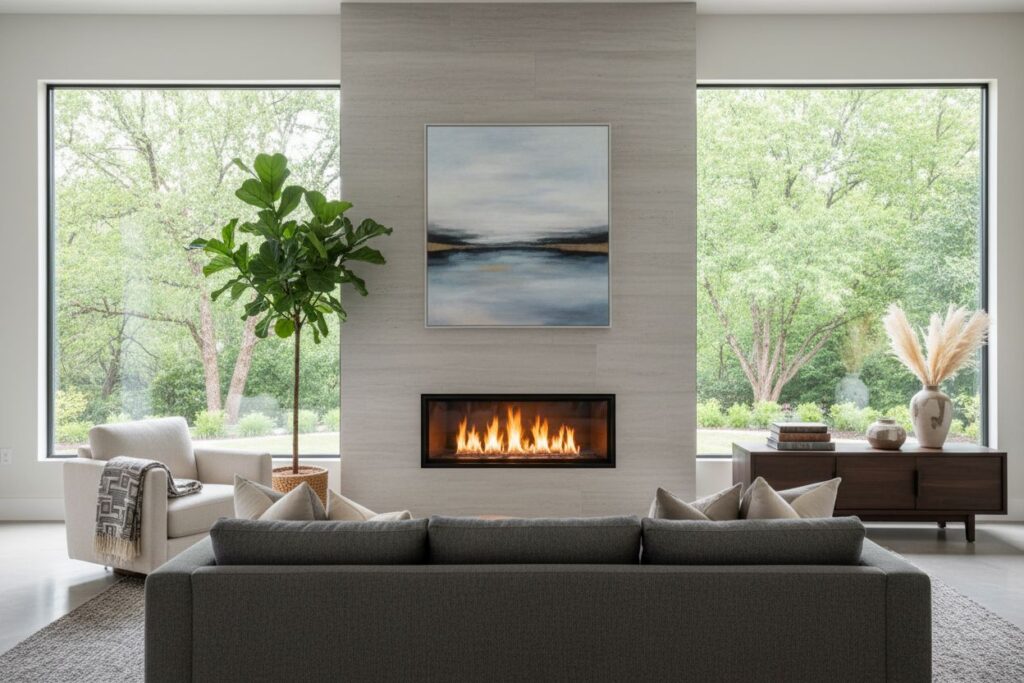 Modern gas fireplace installation Lake Forest Lake Forest County