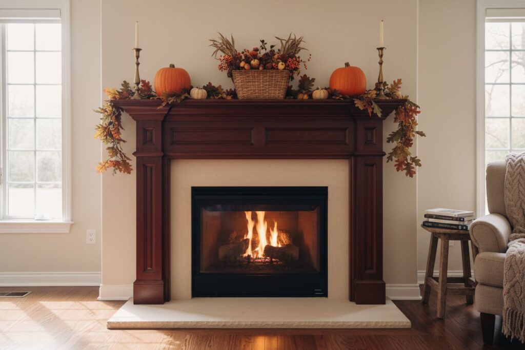 Gas fireplace with decor in Las Vegas residence