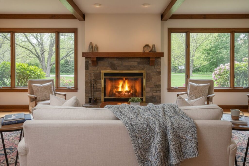 Cozy gas fireplace in Las Vegas home