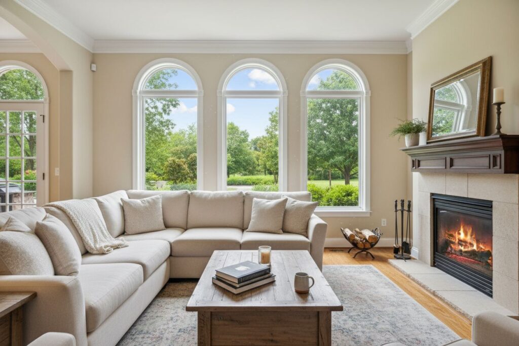 Cozy gas fireplace in Lawrenceville home