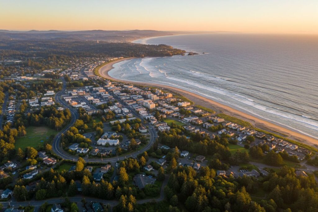 Lincoln City Oregon skyline and local area
