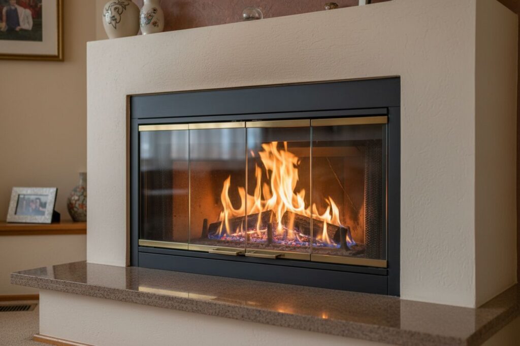 Modern gas fireplace installation Longview Longview County