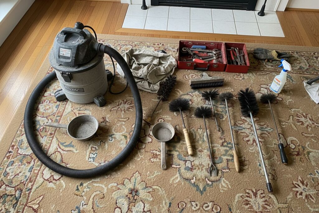 Expert fireplace technician servicing gas fireplace in Longview