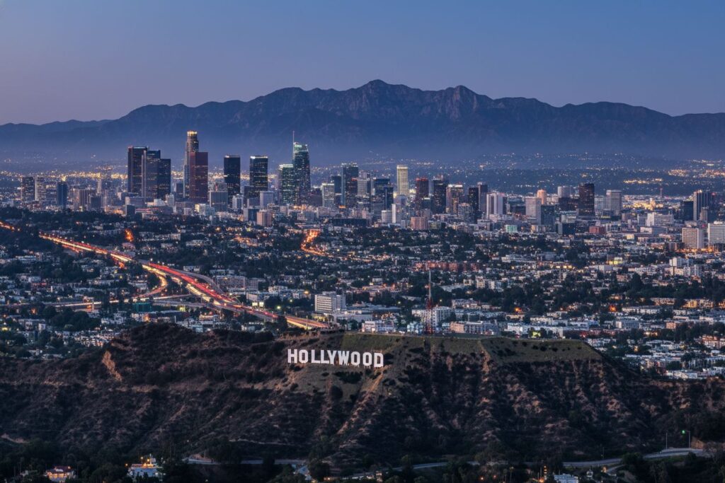 Los Angeles California skyline and local area