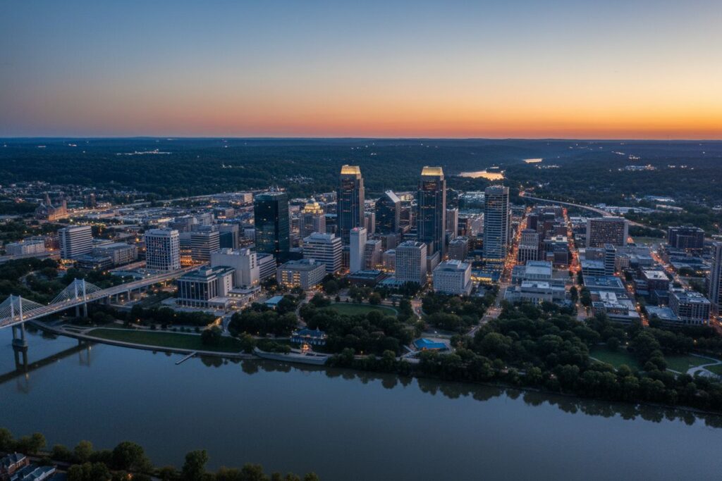 Louisville Kentucky skyline and local area