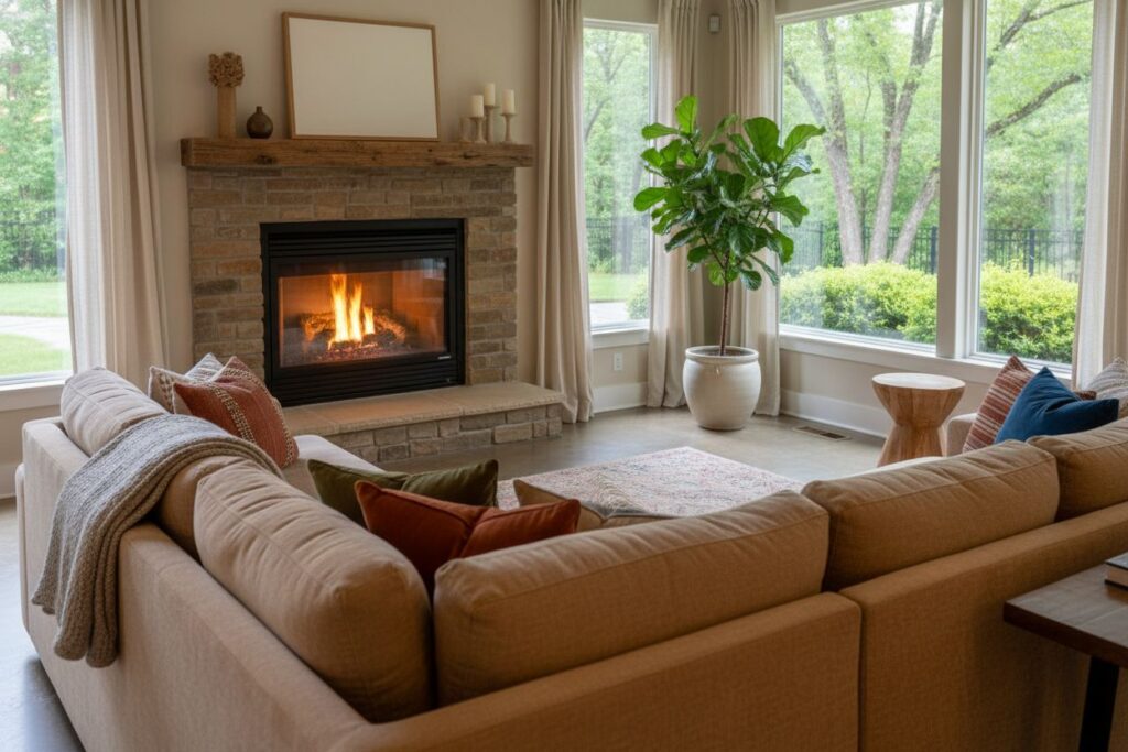 Cozy gas fireplace in Maple Grove home