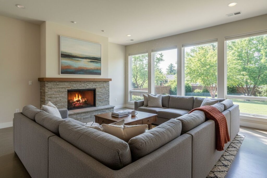 Cozy gas fireplace in Marlborough home