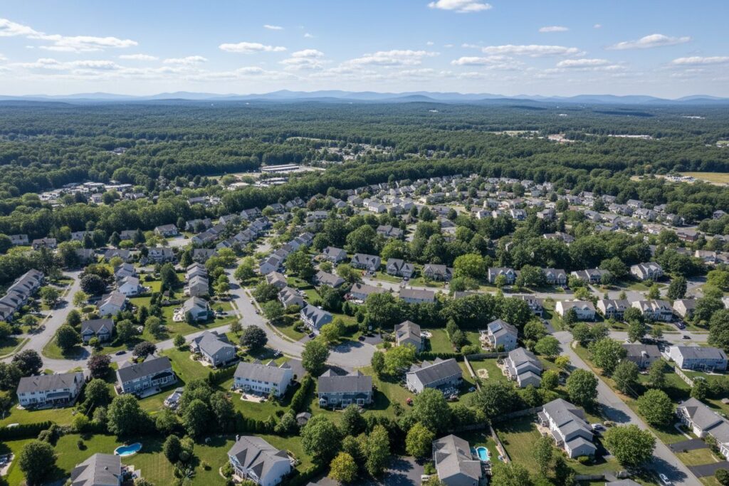 Marlborough Massachusetts skyline and local area