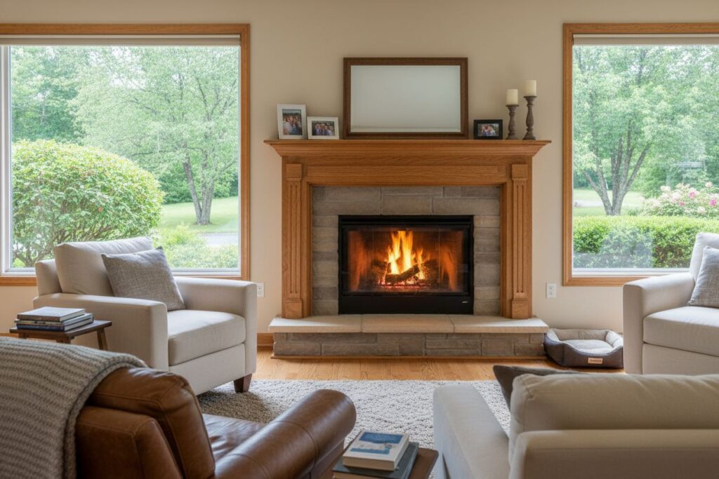 Comfortable fireplace view in McMinnville living room