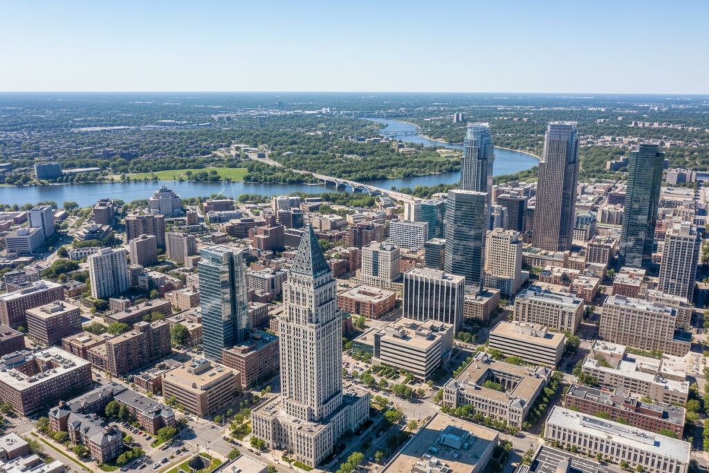 Minneapolis Minnesota skyline and local area