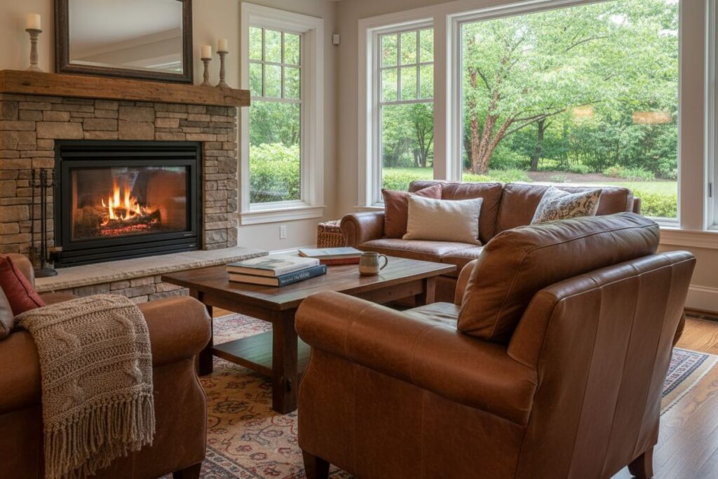Cozy gas fireplace in Minneapolis home